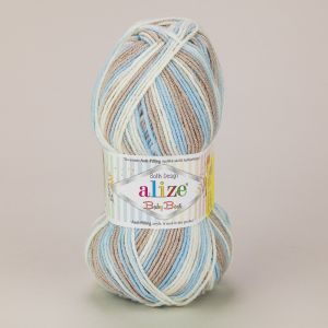 Pletací příze Alize BABY BEST BATIK 6657 modro-hnědá, melírovaná, antipillingová, 100g/240m