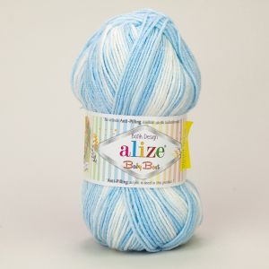 Pletací příze Alize BABY BEST BATIK 6669 modro-bílá, melírovaná, antipillingová, 100g/240m