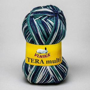 Pletací příze Vlnika TERA MULTI 815 fialovo-tyrkysová, melírovaná, 100g/300m