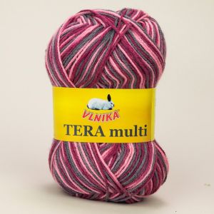 Pletací příze Vlnika TERA MULTI 829 vínovo-růžová, melírovaná, 100g/300m