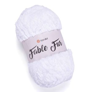 Pletací příze YarnArt FABLE FUR 965 sněhově bílá, efektní, 100g/100m