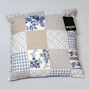 Dekorační polštářek MODROTISK QK-041 modro-béžový patchwork, 40x40cm