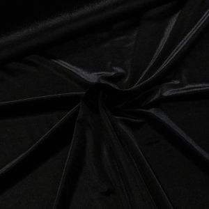 Polyesterový úplet / samet VELVET UNI jednobarevný černý,  š.150cm (látka v metráži)