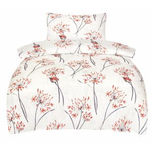 Povlečení ADELINE, květinový vzor na bílé, bavlněný mako satén, 140x200cm + 70x90cm