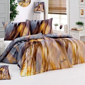 Sada 2 ks povlečení BLANKA MATRAGI - EARTH, béžovo-žluto-šedé motivy, bavlněný MAKO satén, digitál, 140x200cm + 70x90cm