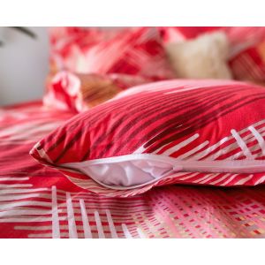 Povlečení ELSA RED RIGHE šmouhy na červené, 3 dílné, bavlna hladká, 140x200cm + 70x90cm + 40x40cm