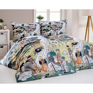 Povlečení Matějovský JOSEF LADA PODZIM, zelené, bavlna hladká digitál, 140x200cm + 70x90cm