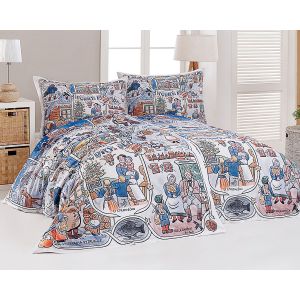 Povlečení Matějovský JOSEF LADA VÁNOCE, bílo-modré, bavlna hladká digitál, 140x200cm + 70x90cm
