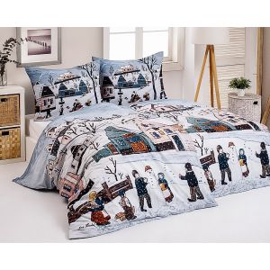 Povlečení Matějovský JOSEF LADA ZIMNÍ ZÁBAVY, bílé, bavlna hladká digitál, 140x200cm + 70x90cm