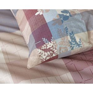 Povlečení Matějovský CARLO, rostlinky na béžovo-modrém káru, bavlna hladká digitál, (více rozměrů)