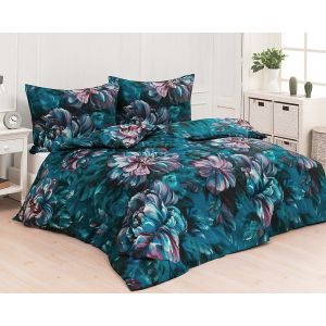 Povlečení Matějovský CHRISTINE, květy, tmavě tyrkysové, bavlna hladká digitál (více rozměrů)