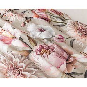 Povlečení Matějovský ESTEL, květinový vzor, růžové lilie a pivoňky, bavlna hladká, digitál, 140x200cm + 70x90cm