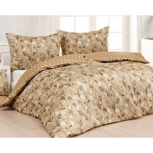 Povlečení Matějovský JOANNA, květy a kostička, béžová (více materiálů, rozměrů)