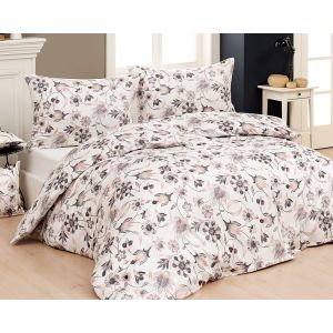 Povlečení Matějovský LOTTIE, růžové květy na smetanové (více materiálů, rozměrů)