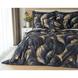 Povlečení Matějovský LYRA, vějířovitý vzor, tmavě šedo-béžové, bavlna hladká digitál, (více rozměrů)