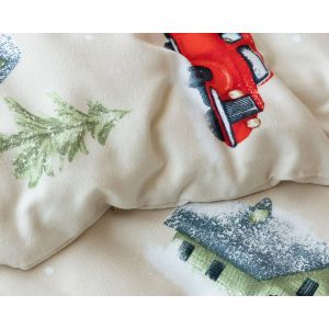 Povlečení Matějovský MAGIC WINTER, zimní vzor na béžové, flanel premium, 140x200cm + 70x90cm