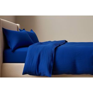 Povlečení Prem MUŠELÍN PREMIUM MODRÉ, jednobarevné, modré, mušelín, 140x200cm + 70x90cm
