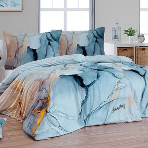 Sada 2 ks povlečení BLANKA MATRAGI - TRIP, světle modré motivy, bavlněný MAKO satén, digitál, 140x200cm + 70x90cm