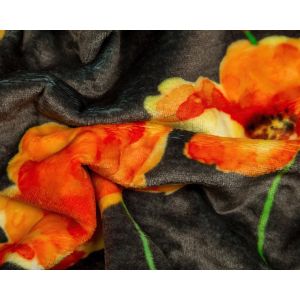 Povlečení VLČÍ MÁKY mikroflanel, červenooranžová-šedá 140x200cm + 70x90cm