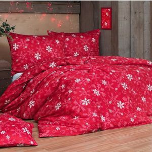 Povlečení Matějovský VLOČKY, zimní červený vzor (více rozměrů, materiálů)