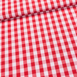 Pravý český bavlněný kanafas PETR K2 03106 kostka 2cm, červený, š.140cm (látka v metráži)