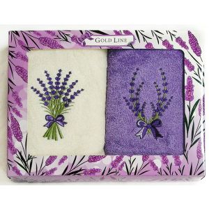 Dárkový set froté ručníků LEVANDULE 13, fialovo-bílý, 2x 50x100cm