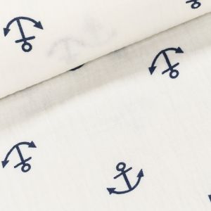 Šatovka / mušelín 3906-1, kotvičky na smetanové, š.135cm (látka v metráži)