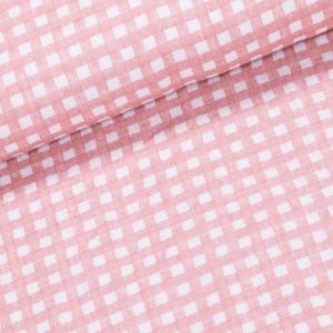 Šatovka / mušelín CUARDOS, pudrová a bílá kostička, š.145cm (látka v metráži)