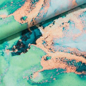 Šatovka polyesterová / umělé hedvábí 7109/01, zelený mramor, š.145cm (látka v metráži)