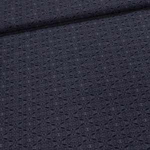 Šatovka směsová 2826 B,  modrá, černý žakárový vzor, š.140cm (látka v metráži)