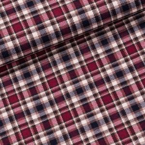 Šatovka směsová TARTAN 55023, vínovo-béžové káro, š.140cm (látka v metráži)
