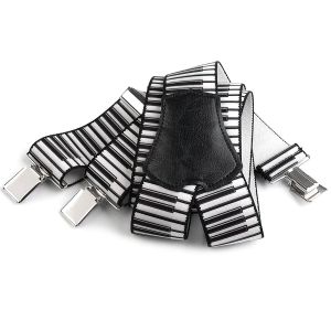 Šle unisex HUDEBNÍ - PIÁNO, délka 120cm, šíře 4cm, tvar Y, černo-bílé, 650328/01