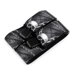 Šle pánské MOTORKÁŘSKÉ - LEBKA ŠEDÁ, délka 120cm, šíře 5cm, tvar Y, šedo-černé, 650369/01