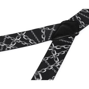 Šle pánské MOTORKÁŘSKÉ - ŘETĚZY ČERNÉ, délka 120cm, šíře 5cm, tvar Y, černé, 650369/02