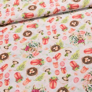 Směsové plátno 2023-E2 velikonoce, světlá červená, š.140cm (látka v metráži)