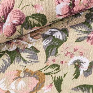 Směsové plátno 303012, růžové růže, š.140cm (látka v metráži)