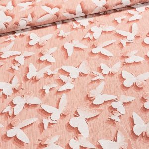 Směsové plátno BUTTER, lososový motýl, š.140cm (látka v metráži)