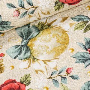 Směsové plátno vánoční CH25-002, vánoční růže, modrá , š.140cm (látka v metráži)