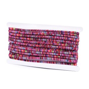 Šňůrka kulatá s výplní 310199/1, indiánský motiv, růžová, průměr 6mm (šňůra na metry)