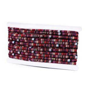 Šňůrka kulatá s výplní 310199/2, indiánský motiv, červená, průměr 6mm (šňůra na metry)