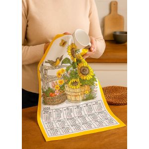 Textilní kalendář, utěrka SLUNEČNICE 2026, žlutý, 45x65cm, bez hůlky