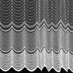 Tylová vitrážová záclona 1291 vyšívané obloučky, bílá (více výšek, v metráži)