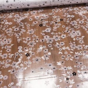 Ubrus PVC průhledný 49Z/09, šedé kytičky, š.140cm (metráž)
