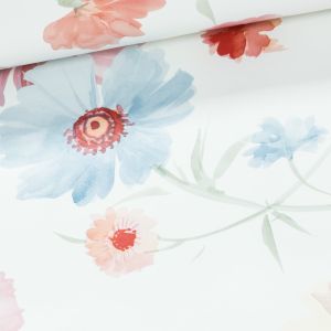 Ubrus PVC s textilním podkladem E44/01, růžové květy na bílé, š.140cm (metráž)