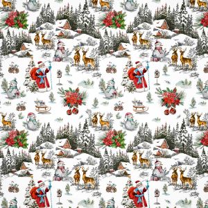 Ubrus PVC s textilním podkladem vánoční 1698-00 zasněžená krajina, š.140cm (metráž)