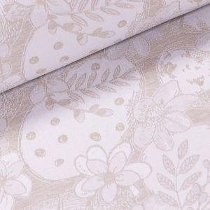 Ubrusovina / štola teflonová úprava, velikonoční BIKOLOR KRASLICE, béžová, š.38cm (metráž)