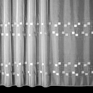 Voálová záclona 29949-2B šedé čtverečky, s olůvkem, bílá (více výšek, v metráži)