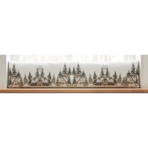 Vánoční dekorační polštářek, okenní válec proti průvanu SVÍTÍCÍ CYH6059R, zasněžené chaloupky 18x85cm