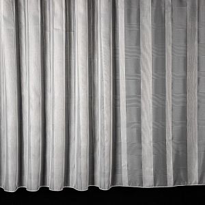 Voálová záclona F6573/01 velké káro z proužků, s olůvkem, smetanová (více výšek, v metráži)