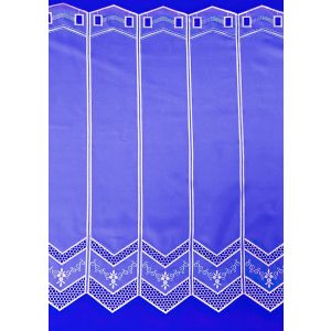 Voálová vitrážová záclona V416 vyšívané mřížka s květy, s bordurou, bílá (více výšek, v metráži)